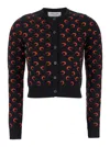 Marine Serre Black Moon Jacquard Knit Fitted Cardigan In Black