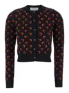 Marine Serre Black Moon Jacquard Knit Fitted Cardigan In Black