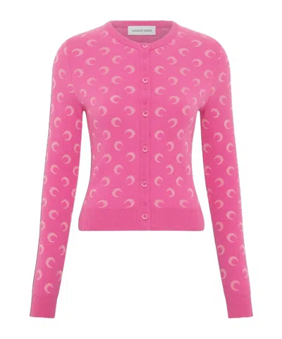 MARINE SERRE MARINE SERRE MOON JACQUARD KNIT FITTED CARDIGAN