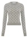 Marine Serre Fitted Short Length Sweater With Crewneck And Long Sleeves In Gray