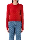 Marine Serre Moon Jacquard Knit Fitted Sweater In Red