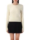 Marine Serre Textured White Sweatshirt With Classic Crew Neckline In White