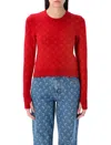 Marine Serre Moon Jacquard Knit Fitted Sweater In Red