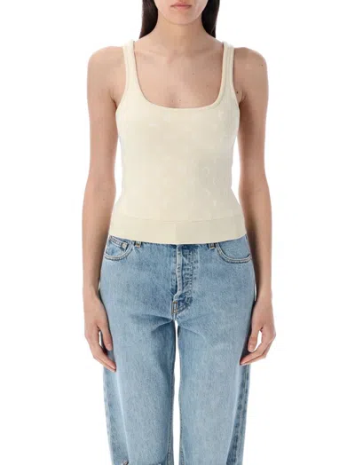 Marine Serre Moon Jacquard Knit Strap Top In White