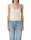 Marine Serre Moon Jacquard Knit Strap Top In White