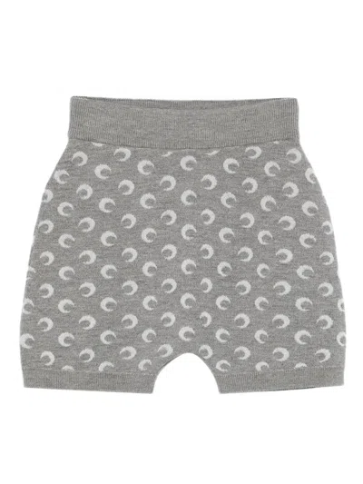 Marine Serre Moon Jacquard Knitted Shorts In Gray