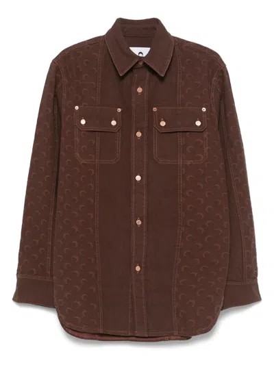 Marine Serre Moon-jacquard Shirt In Brown