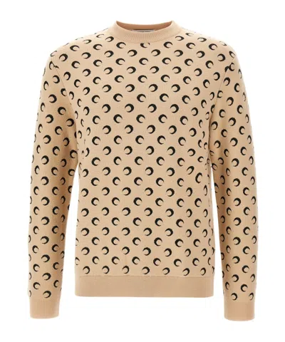 Marine Serre Moon Jacquard Sweater In Brown