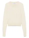 Marine Serre Moon Jacquard Knit Fitted Sweater In Neutrals