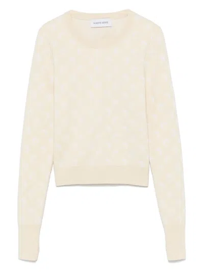 Marine Serre Moon Jacquard Knit Fitted Sweater In White