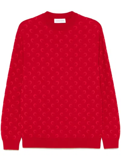 Marine Serre Moon-jacquard Sweater In Red