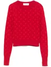 Marine Serre Moon Jacquard Knit Fitted Sweater In Red