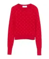 Marine Serre Moon Jacquard Knit Fitted Sweater In Red