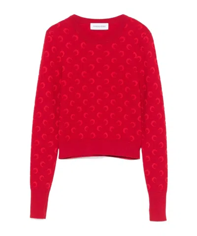 MARINE SERRE MARINE SERRE MOON JACQUARD KNIT FITTED SWEATER