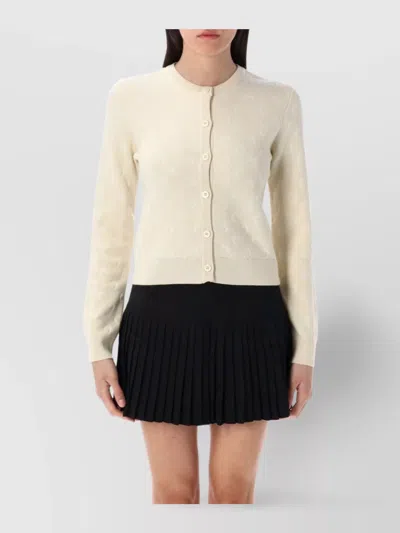 Marine Serre Moon Jacquard Textured Cardigan With Long Sleeves In White
