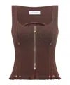 Marine Serre Moon Jacquard Twill Corset Top In Dark Brown
