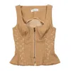 Marine Serre Moon Jacquard Twill Corset Top In Beige In Beige