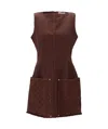 Marine Serre Womens Moon Jacquard Two-patch-pockets Denim Mini Dress Deep Brown In Brown