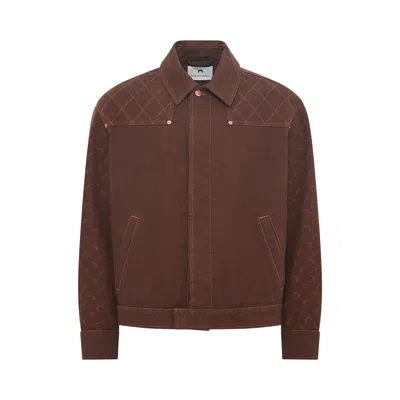 Pre-owned Marine Serre Moon Jacquard Twill Workwear Jacket 'deep Brown' | Men's Size Xl