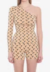 Marine Serre Second Skin Moon Asymmetric Top In Beige