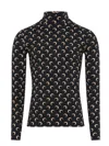 Marine Serre Fitted Long-sleeve Top With Crescent Moon Pattern In Black
