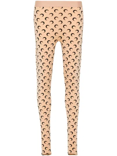 Marine Serre Moon Jersey Leggings In Neutrals