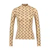 Marine Serre Crescent Print Turtleneck Long-sleeved Top In Brown