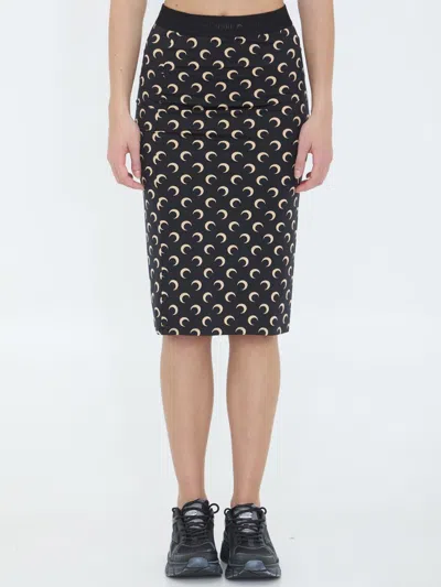 Marine Serre Moon Jersey Skirt In Black