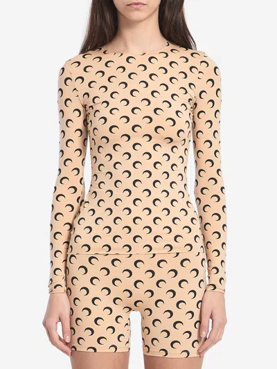 Marine Serre Moon Jersey Top In Neutral