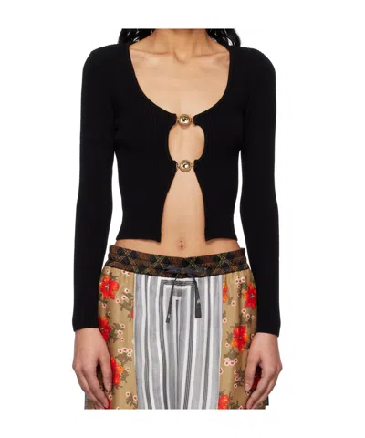 Marine Serre Black Moon Jewelry Knit Open Cardigan