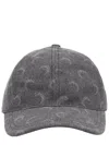 Marine Serre Grey Baseball Cap With Crescent Moon Pattern In Gray