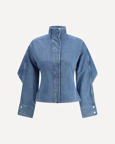 MARINE SERRE MOON LASER BLUE WASH DENIM SHIRT