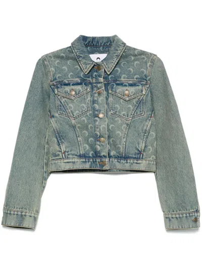 Marine Serre Moon Laser Cropped Jacket In Gray