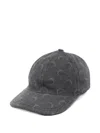 Marine Serre Moon Laser Cut Denim Baseball Cap In Gray