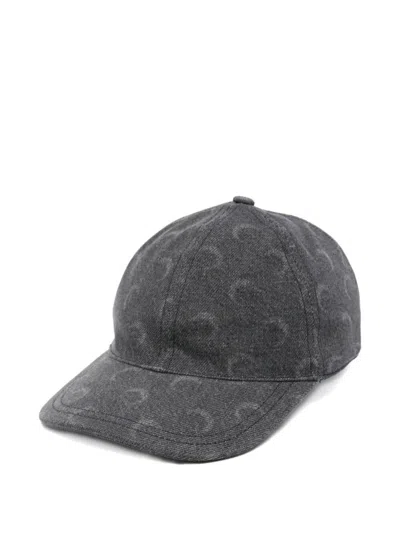 Marine Serre Denim Baseball Cap Curved Brim In Gray