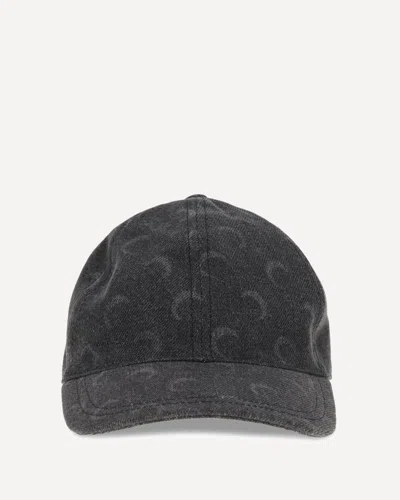 Marine Serre Moon Laser Denim Baseball Hat In Gray