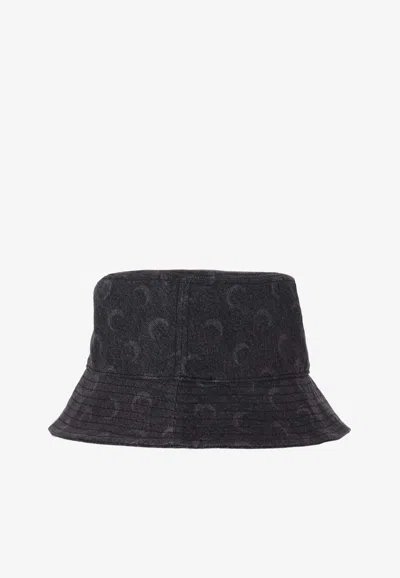 Marine Serre Moon Laser Denim Bucket Hat In Gray