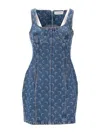 Marine Serre Moon Laser Denim Bustier Dress In Blue