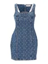 Marine Serre Moon Laser Denim Bustier Dress In Blue