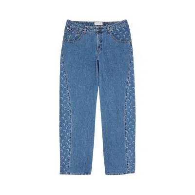 Pre-owned Marine Serre Moon Laser Denim Curved Jeans 'light Blue' | Men's Size 38
