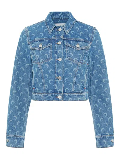 Marine Serre Moon Laser Denim Jacket In Blue
