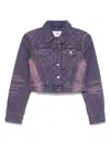 Marine Serre Moon Denim Cropped Jacket In Purple