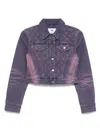 Marine Serre Moon Denim Cropped Jacket In Violett