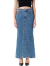 Marine Serre Crescent-moon-print Maxi Skirt In Denim