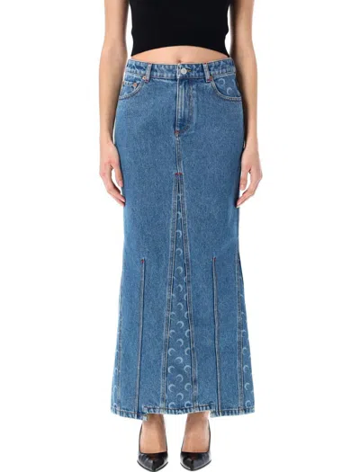 MARINE SERRE MARINE SERRE MOON LASER DENIM LONG SKIRT