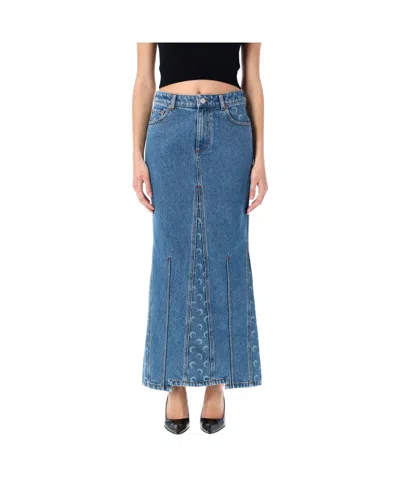 MARINE SERRE MARINE SERRE MOON LASER DENIM LONG SKIRT