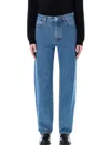 Marine Serre Moon Laser Denim Loose Jeans In Blue