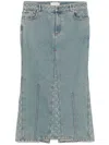 Marine Serre Blue Moon Laser Denim Maxi Skirt In Blue