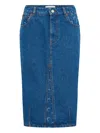 Marine Serre Denim Skirt Featuring Back Pockets And Belt Loops In Blue