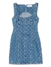 Marine Serre Moon Laser Denim Bustier Dress In Blue